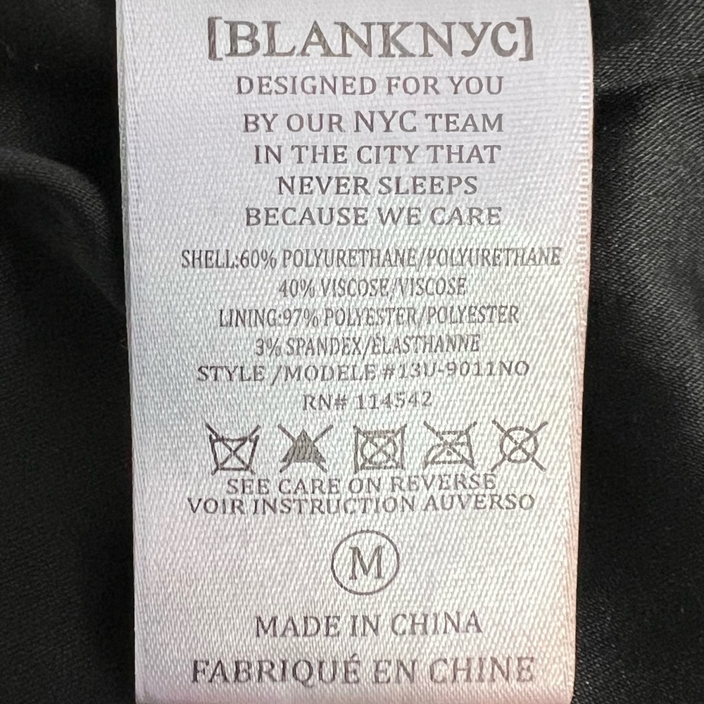 Blank NYC Women’s Black Faux Leather Full Zip Moto Jacket Size Medium - Picture 6 of 10